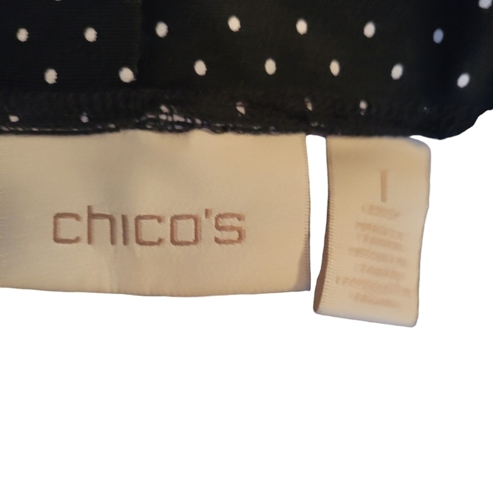 Chico's Leggings Black White Polka Dots 1 - Picture 3 of 3